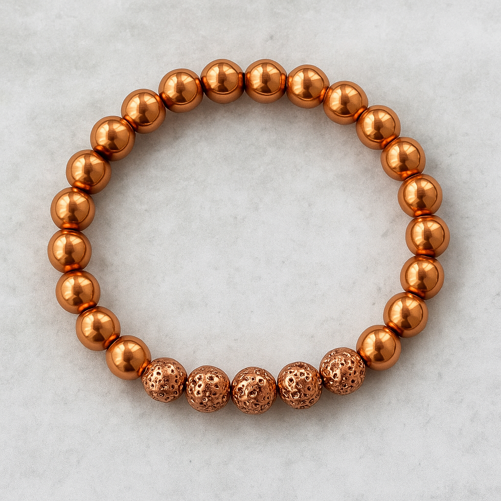 🔮 Volcanic Lava & Copper Bracelet - Ancestral Power Amulet