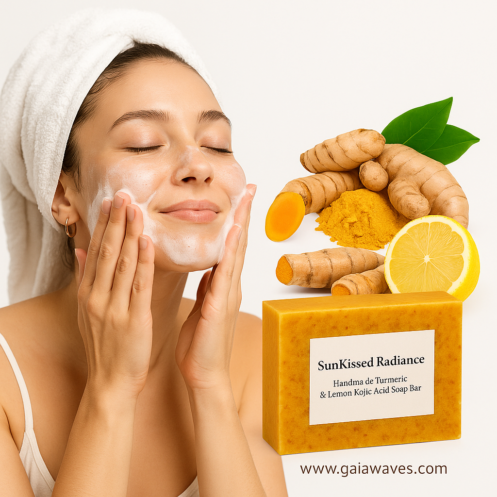 SunKissed Radiance™ - Handmade Turmeric & Lemon Kojic Acid Soap Bar