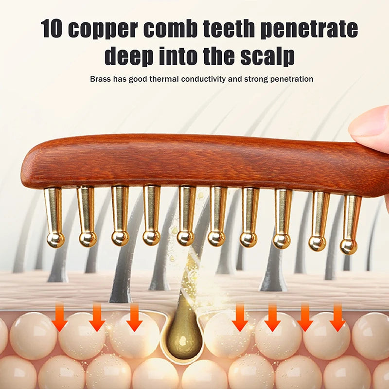 AuraComb™ - Bioenergetic Wood & Copper Comb | Wellness & Meridian Therapy