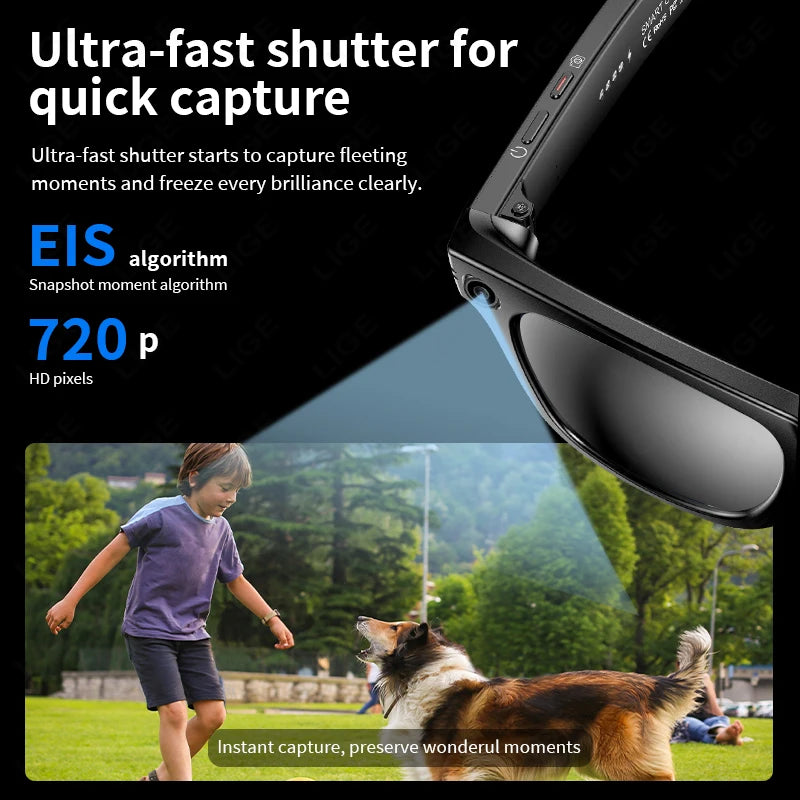 Smart Camera Glasses - AI Voice Assistant & Music