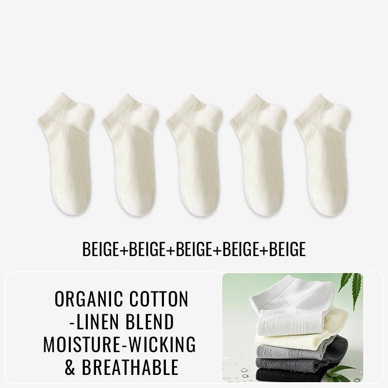 Premium Hemp Cotton Socks - Antibacterial Moisture-Wicking Athletic Socks - 5 pairs