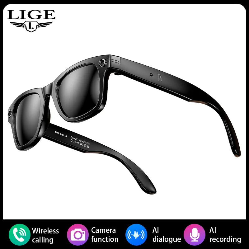 Smart Camera Glasses - AI Voice Assistant & Music
