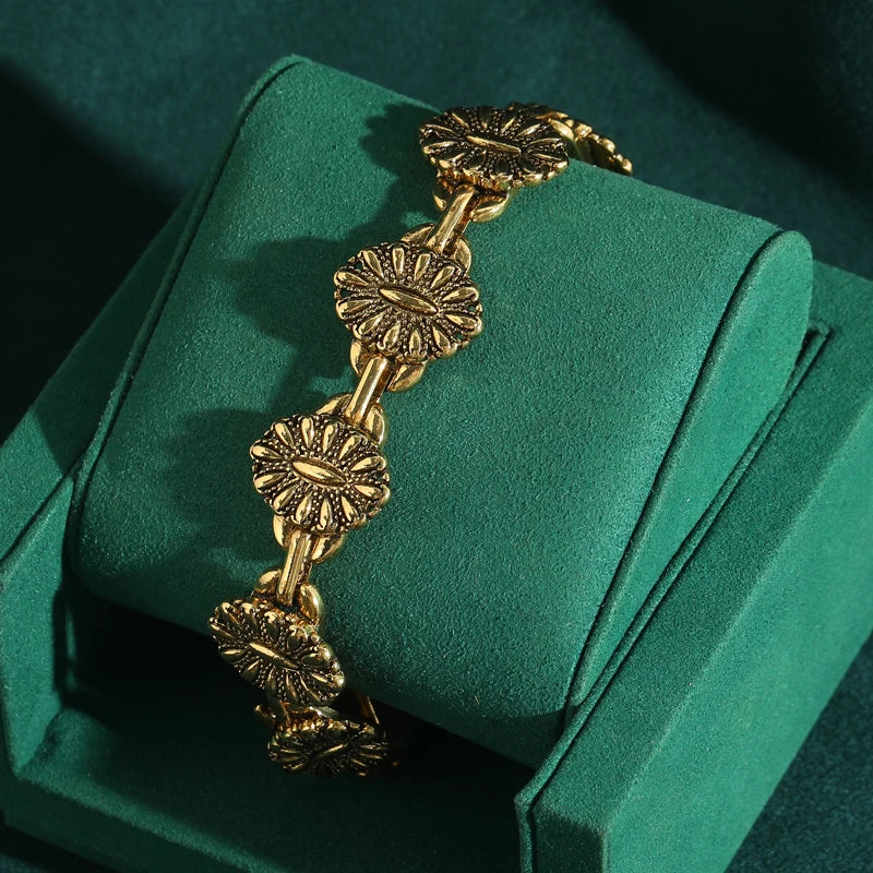 LotusGlow™ - Bohemian Lotus Leaf Bracelet | Handcrafted Gold-Plated Copper with Natural Stone