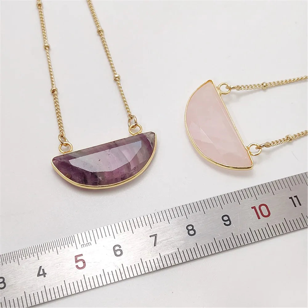 CrystalHeart™ - Natural Crystal Heart Necklace | 5 Healing Stones with Copper Satellite Chain