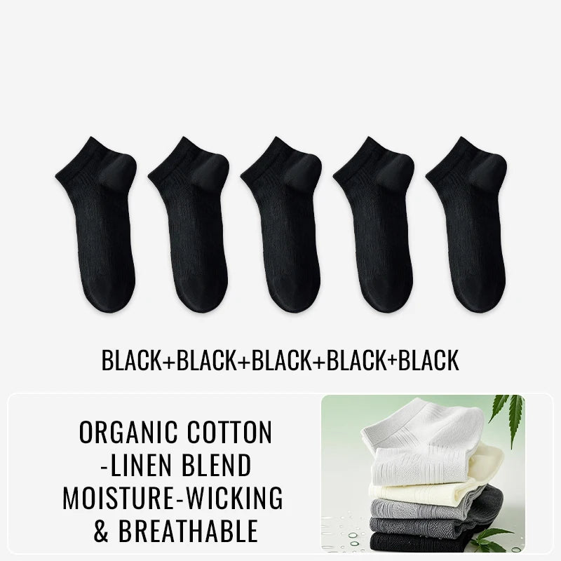 Premium Hemp Cotton Socks - Antibacterial Moisture-Wicking Athletic Socks - 5 pairs