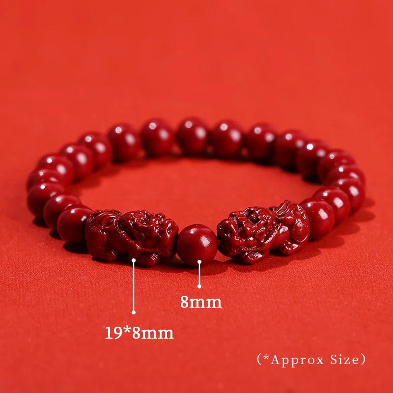 ๐ Natural Cinnabar Pixiu Bracelet - Feng Shui Wealth & Protection Amulet