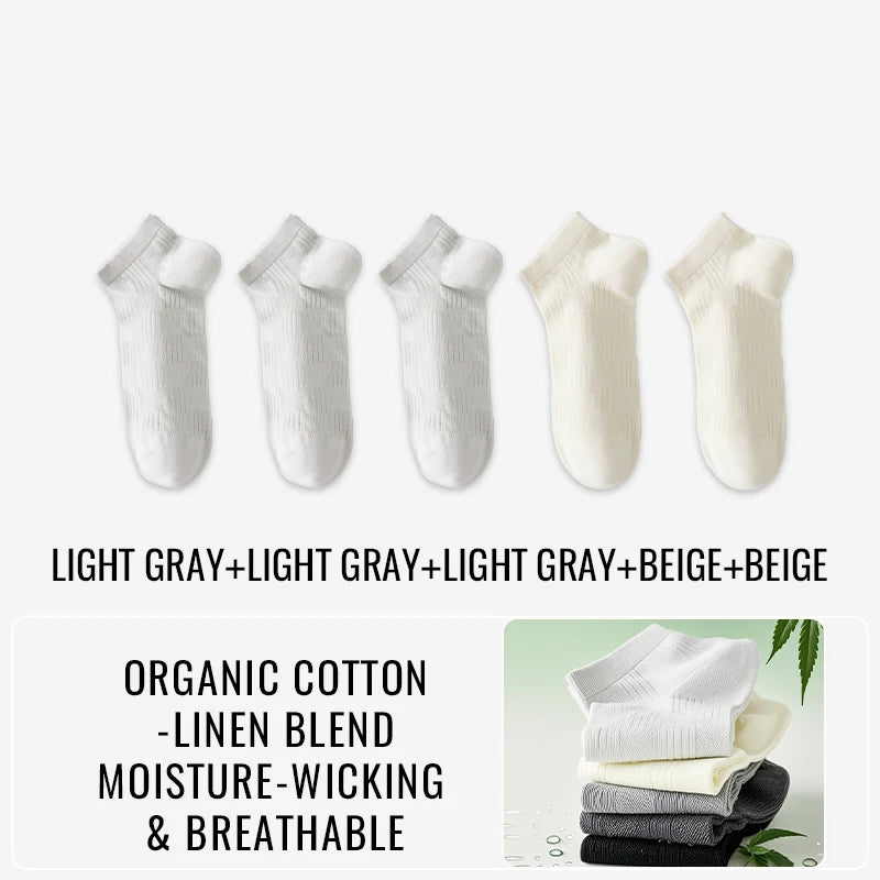 Premium Hemp Cotton Socks - Antibacterial Moisture-Wicking Athletic Socks - 5 pairs