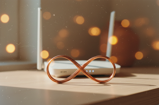 copper near wifi router electromagnetic fields concept