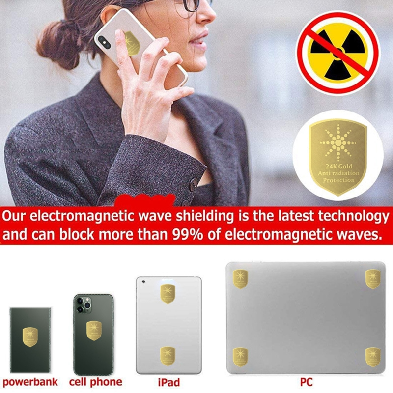EMF Protection Stickers - 5G Radiation Shield for Phone iPad Laptop | 99.9% Protection | 10-Pack Gold Plated
