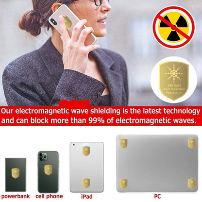 EMF Protection Stickers - 5G Radiation Shield for Phone iPad Laptop | 99.9% Protection | 10-Pack Gold Plated
