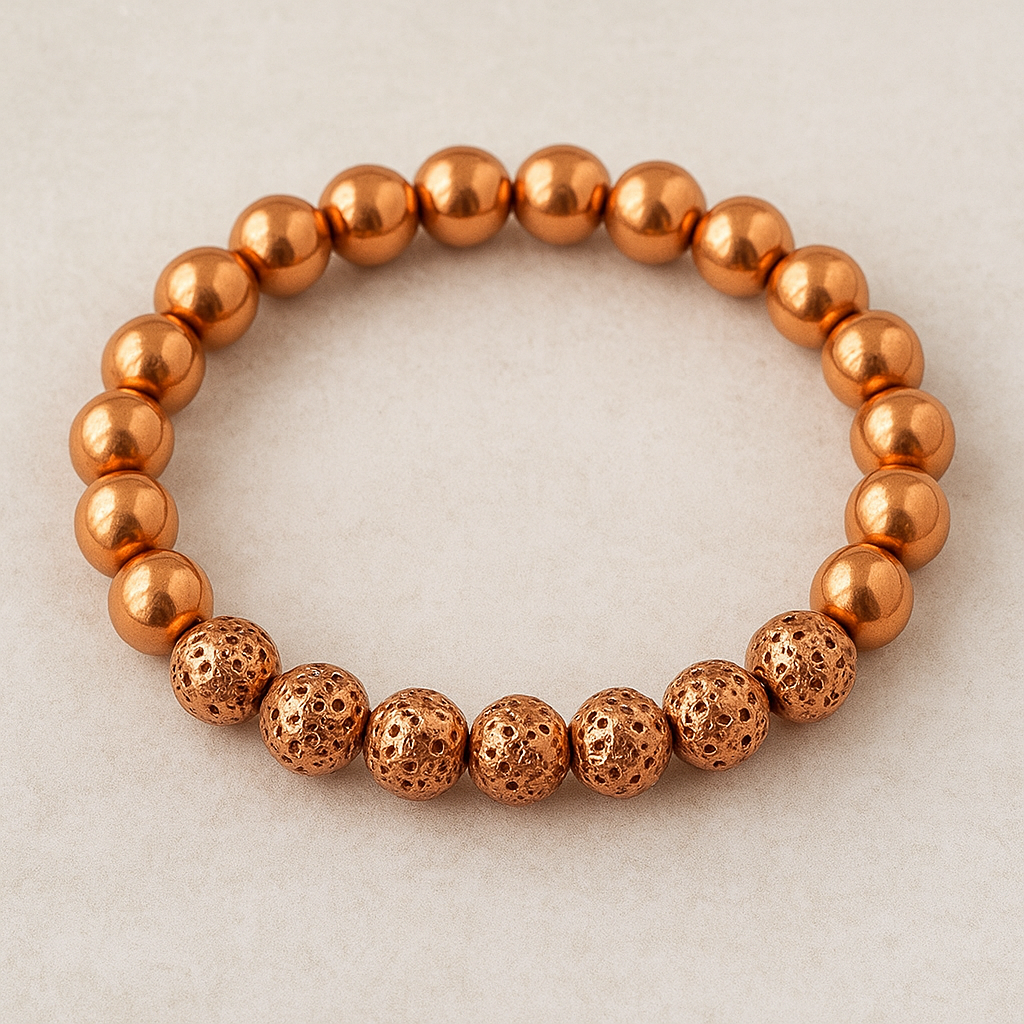 🔮 Volcanic Lava & Copper Bracelet - Ancestral Power Amulet
