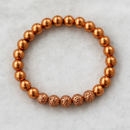🔮 Volcanic Lava & Copper Bracelet - Ancestral Power Amulet