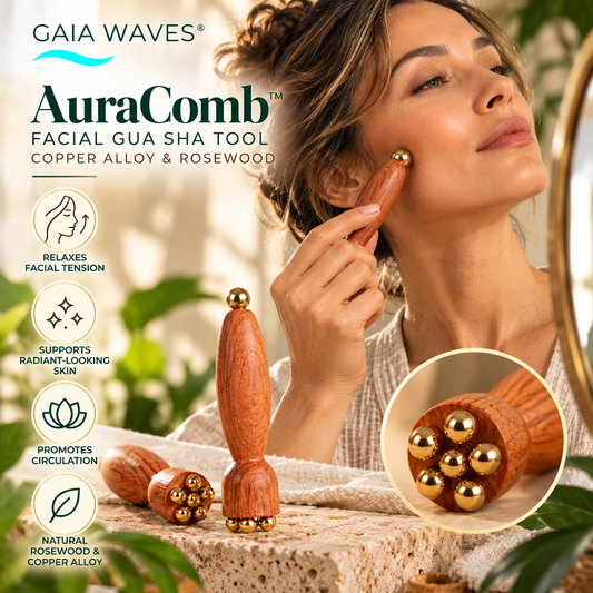 AuraComb™ Facial | Copper Alloy & Rosewood Gua Sha Tool