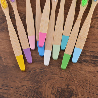 Eco Children 10 Pieces Colorful Bamboo Toothbrush - Sustainable Dental Care for Kids
