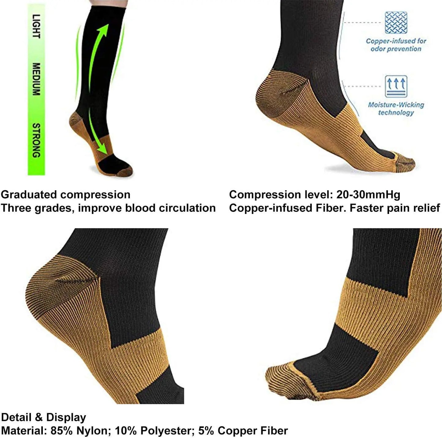 CopperVital Pro - Therapeutic Graduated Compression Socks with Copper Ion Technology