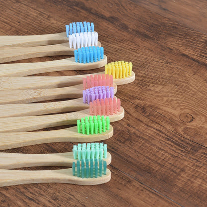 Eco Children 10 Pieces Colorful Bamboo Toothbrush - Sustainable Dental Care for Kids