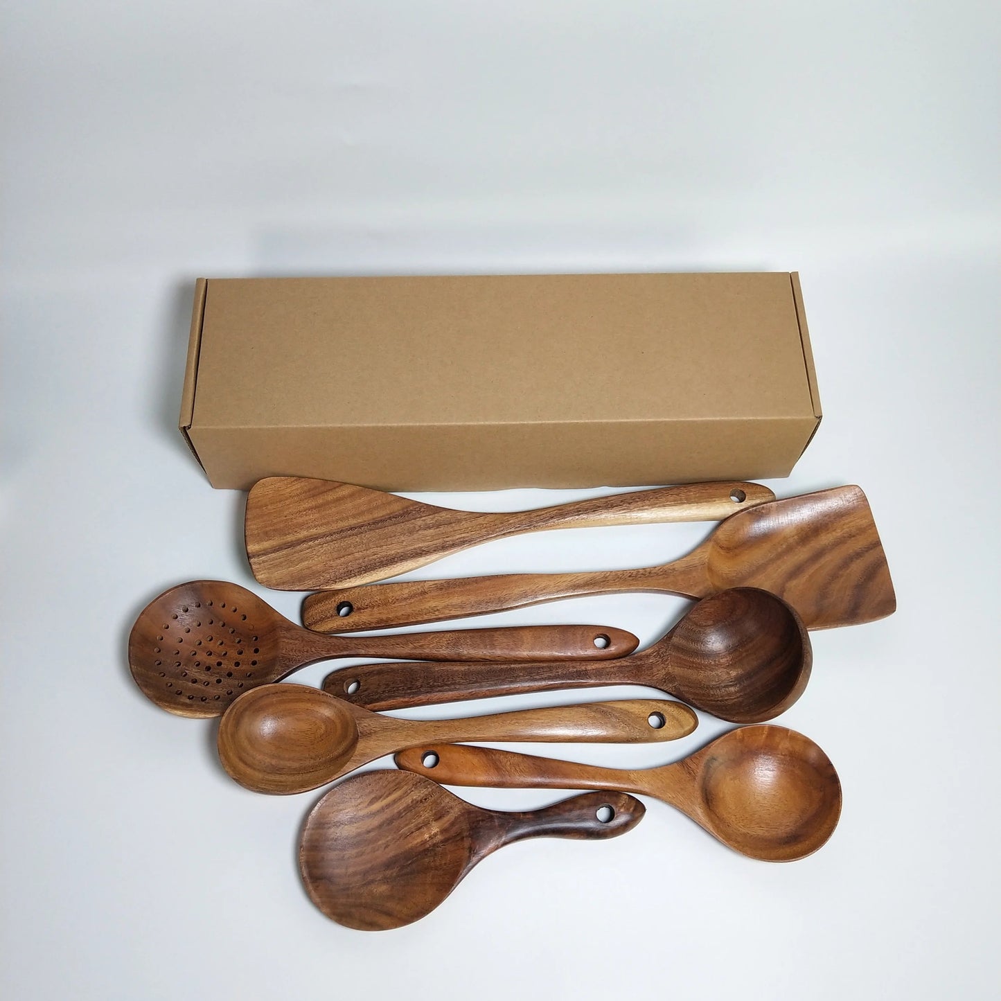 TeakCraft™ - Handcrafted Teak Wood Kitchen Utensil Set | Eco-Friendly Cooking Tools (5-7 Pieces)