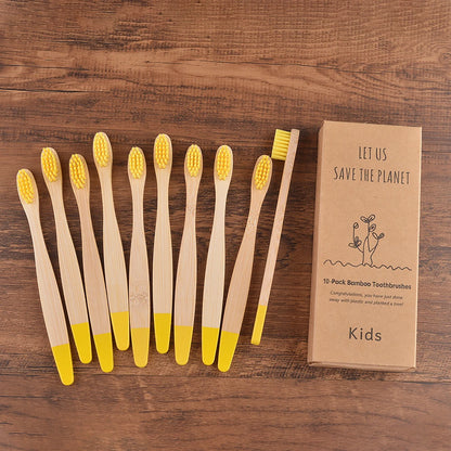 Eco Children 10 Pieces Colorful Bamboo Toothbrush - Sustainable Dental Care for Kids