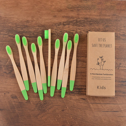 Eco Children 10 Pieces Colorful Bamboo Toothbrush - Sustainable Dental Care for Kids