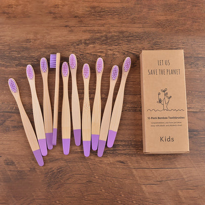 Eco Children 10 Pieces Colorful Bamboo Toothbrush - Sustainable Dental Care for Kids
