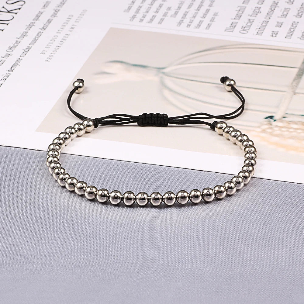 Thai Copper Bracelet - Handmade Adjustable Braided Beads for Yoga, Healing & Wellness