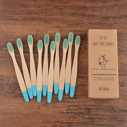 Eco Children 10 Pieces Colorful Bamboo Toothbrush - Sustainable Dental Care for Kids