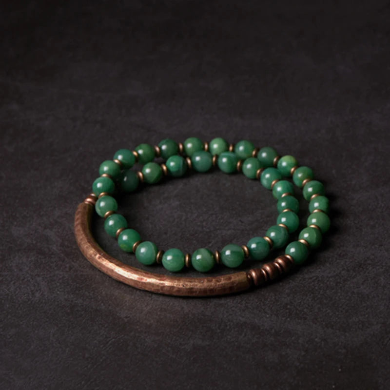 Luxury Sacred Stone Bracelets - Jade, Jasper & Obsidian with Copper - Handcrafted African Energy Jewelry
