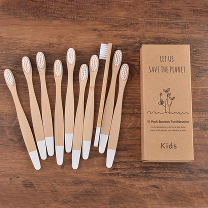 Eco Children 10 Pieces Colorful Bamboo Toothbrush - Sustainable Dental Care for Kids