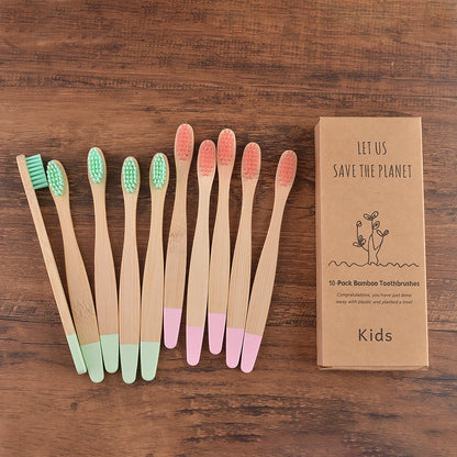 Eco Children 10 Pieces Colorful Bamboo Toothbrush - Sustainable Dental Care for Kids