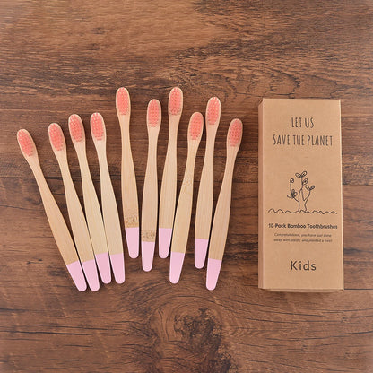 Eco Children 10 Pieces Colorful Bamboo Toothbrush - Sustainable Dental Care for Kids
