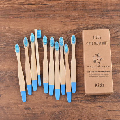 Eco Children 10 Pieces Colorful Bamboo Toothbrush - Sustainable Dental Care for Kids