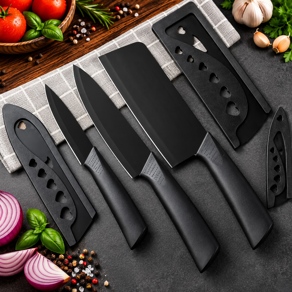 KŌRVA™ | Black Kitchen Knife Set