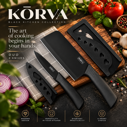 KŌRVA™ | Black Kitchen Knife Set