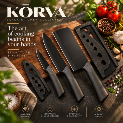 KŌRVA™ | Black Kitchen Knife Set