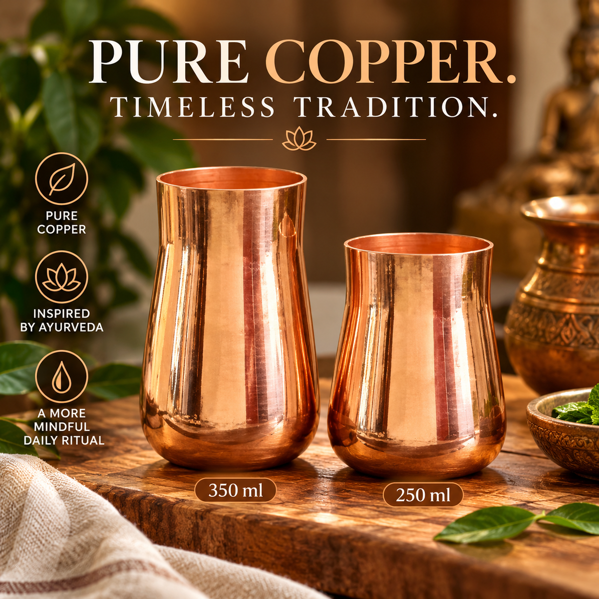 Pure Copper Cup | Inspired by Ayurvedic Tamra Jal
