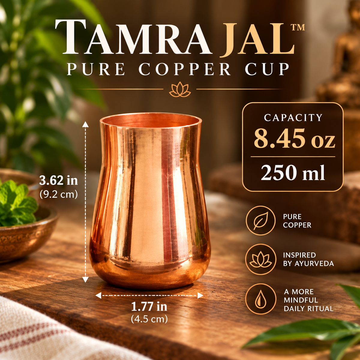 Pure Copper Cup | Inspired by Ayurvedic Tamra Jal