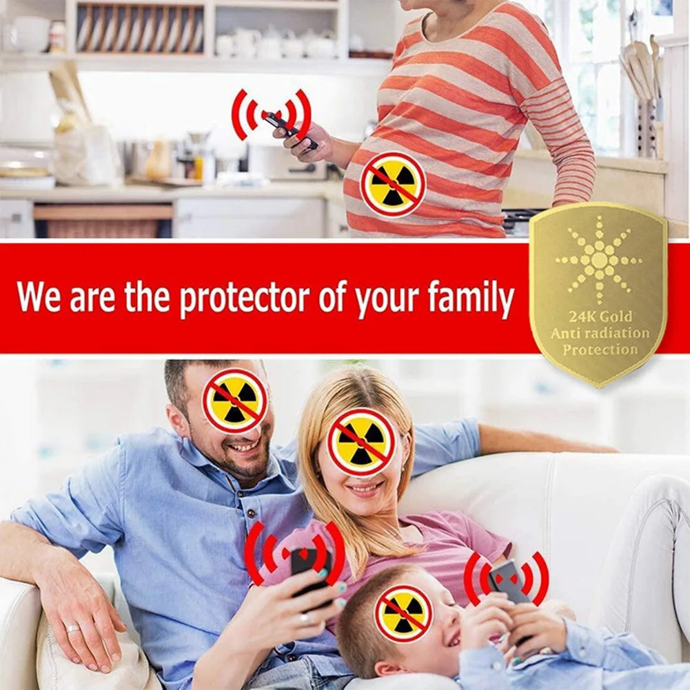 EMF Protection Stickers - 5G Radiation Shield for Phone iPad Laptop | 99.9% Protection | 10-Pack Gold Plated