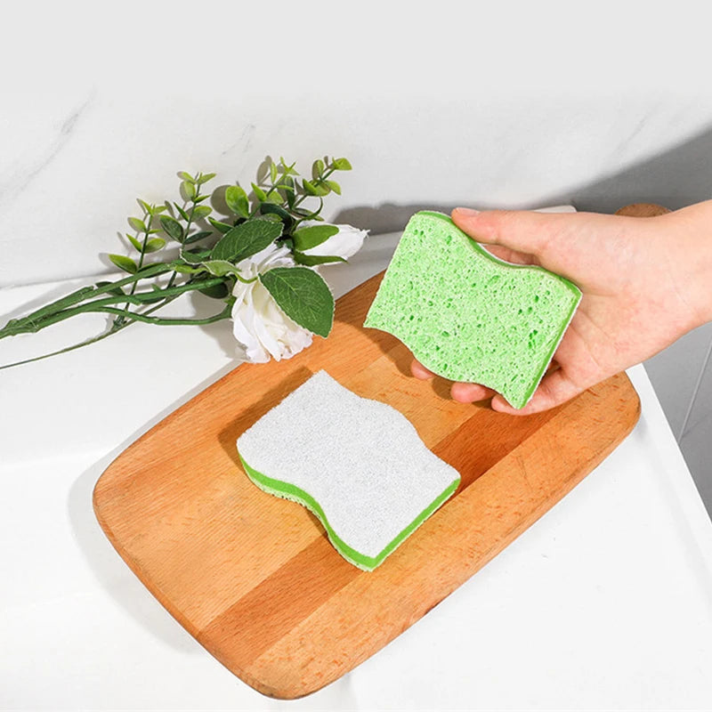 Eco-Friendly Kitchen Sponge - Double-Sided Wood Pulp Cleaning Cloth (5/10 Pack)