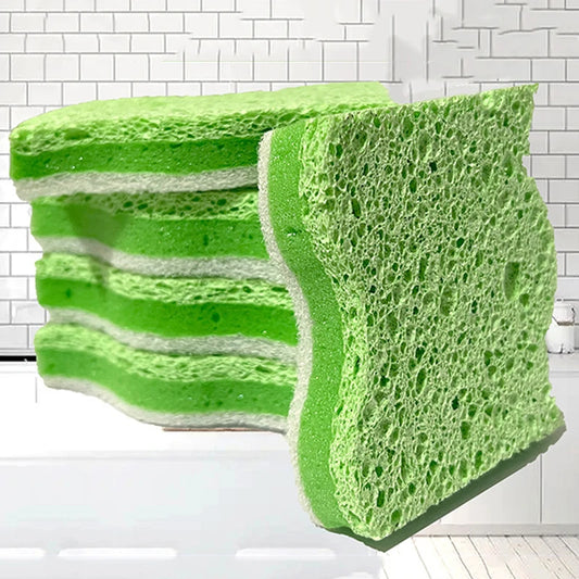 Eco-Friendly Kitchen Sponge - Double-Sided Wood Pulp Cleaning Cloth (5/10 Pack)