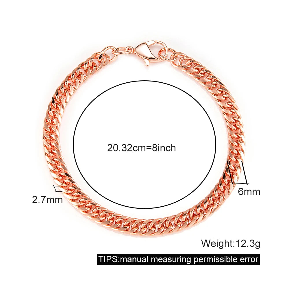 Pure Solid Copper Bracelet & Chain — Cuban Link 6mm | Adjustable 7"–22"