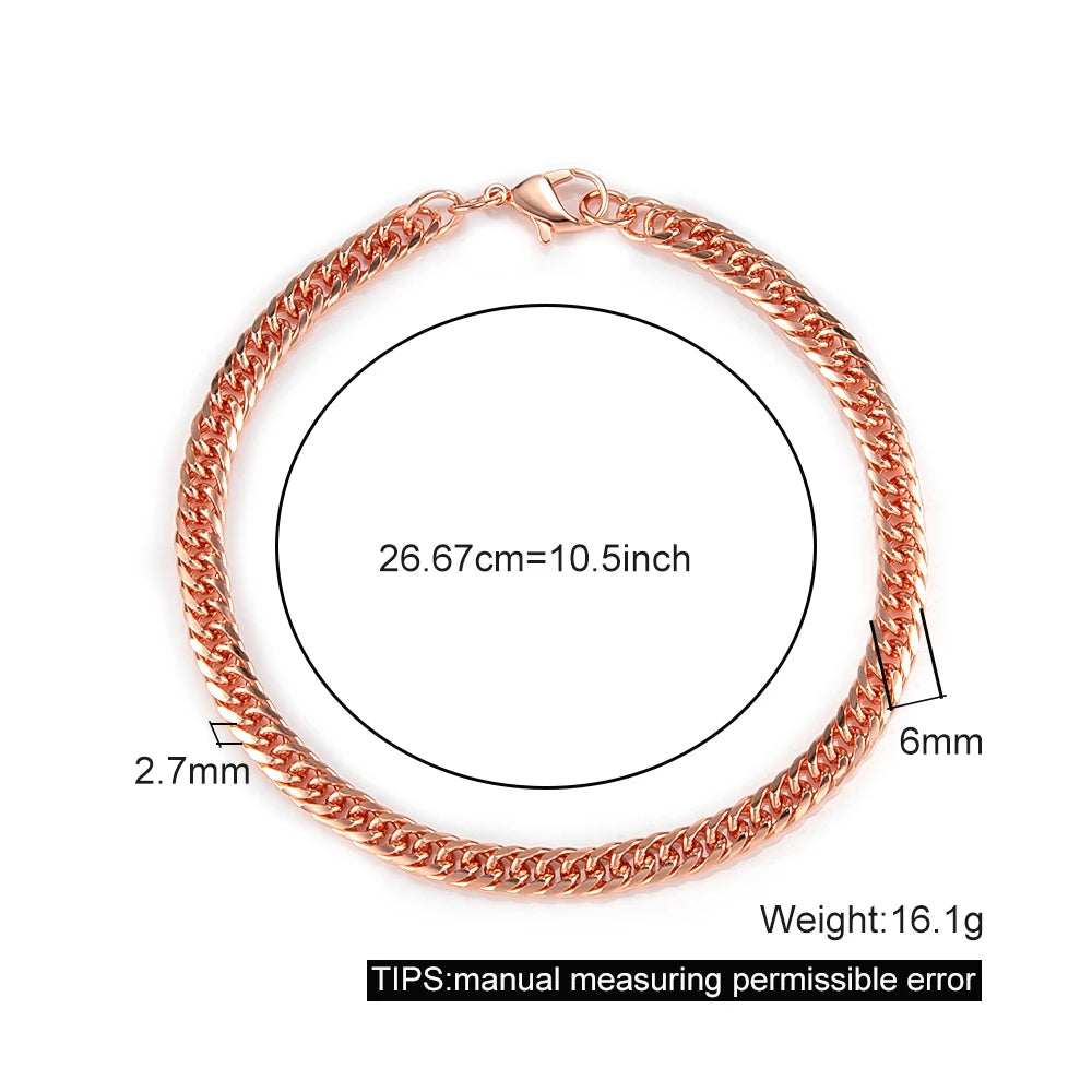 Pure Solid Copper Bracelet & Chain — Cuban Link 6mm | Adjustable 7"–22"