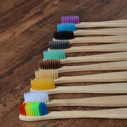 EcoSmile - 10pcs Natural Bamboo Toothbrush Set Colorful