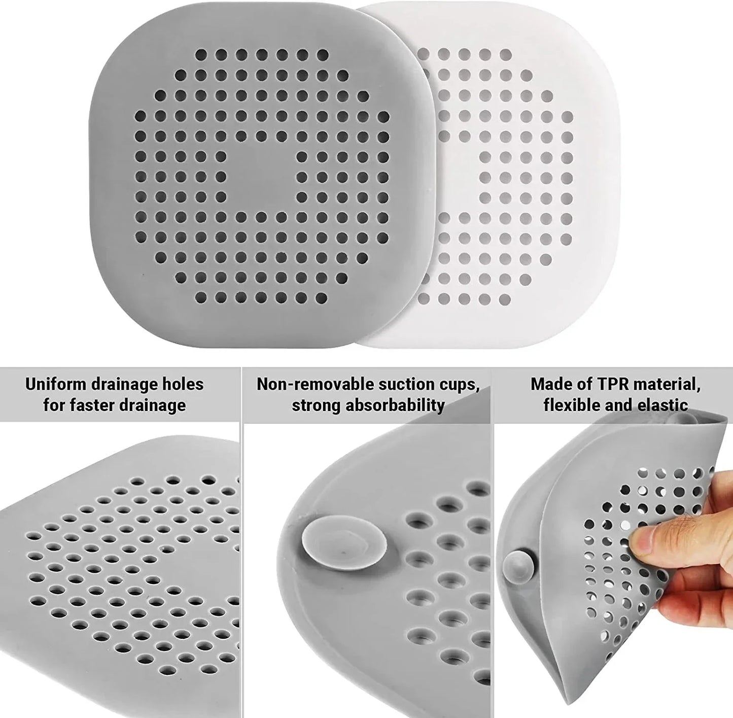 Silicone Drain Stopper - Universal Hair Catcher & Sink Strainer for Kitchen & Bathroom