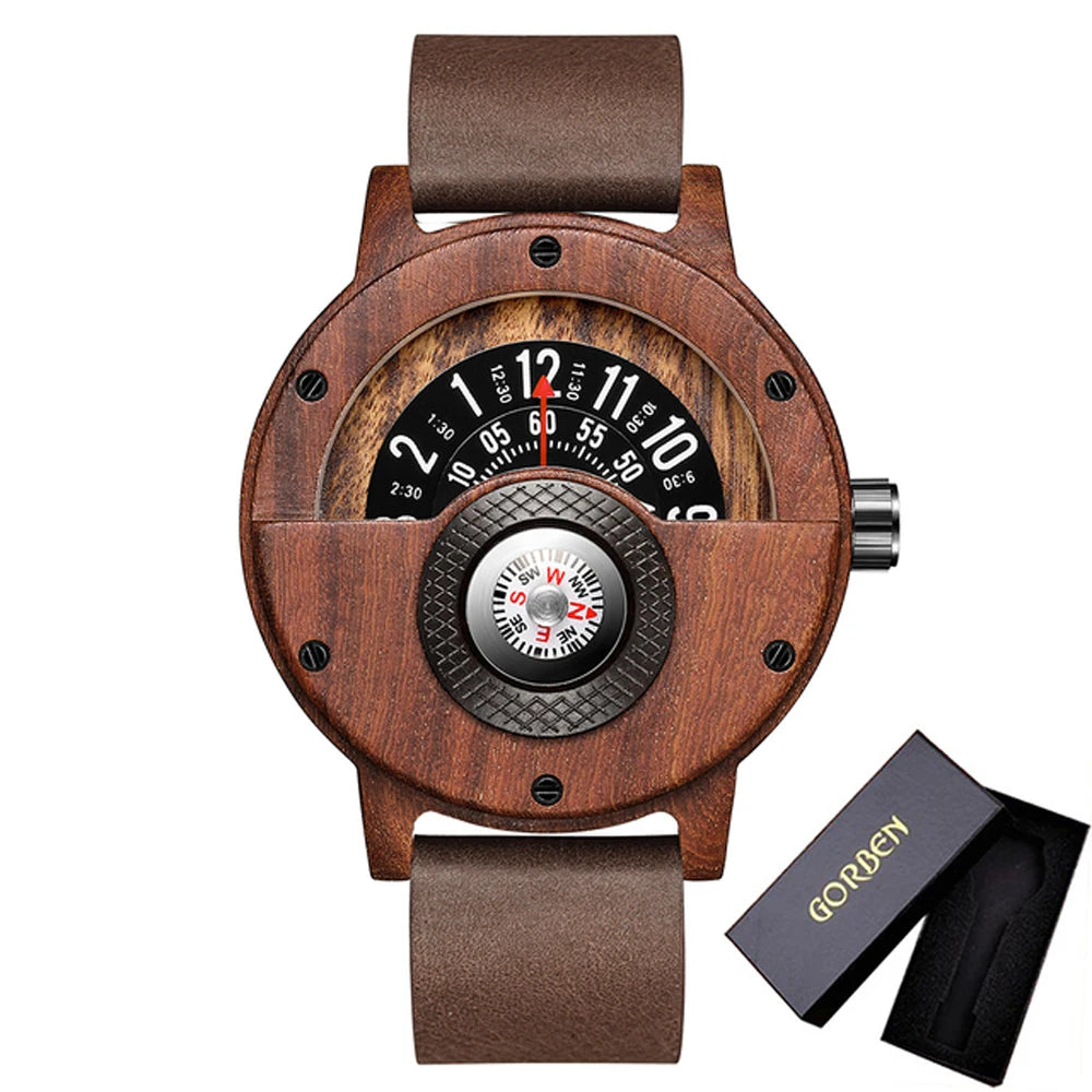 The Compass Heritage™ | Handcrafted Walnut Wood Watch