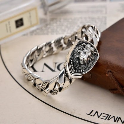 925 Sterling Silver Vintage Cuban Link Bracelet | Classic & Lion