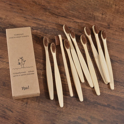 EcoSmile - 10pcs Natural Bamboo Toothbrush Set Colorful