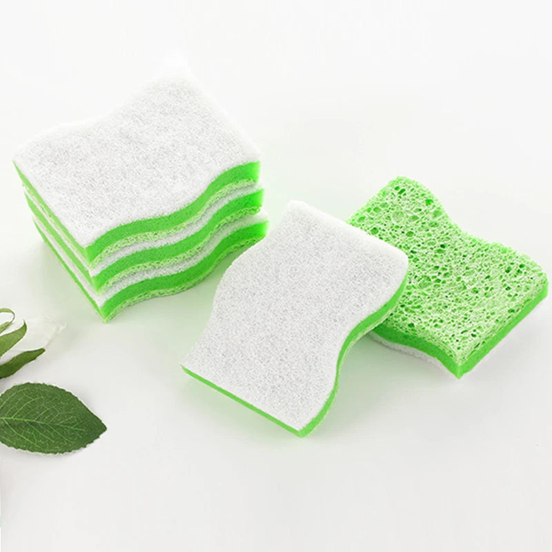 Eco-Friendly Kitchen Sponge - Double-Sided Wood Pulp Cleaning Cloth (5/10 Pack)