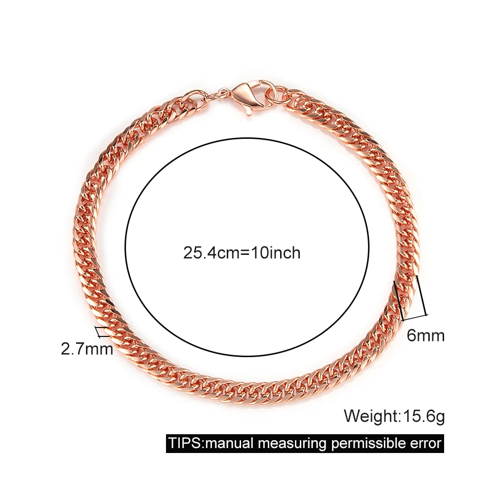 Pure Solid Copper Bracelet & Chain — Cuban Link 6mm | Adjustable 7"–22"