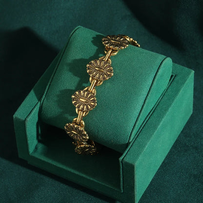 LotusGlow™ - Bohemian Lotus Leaf Bracelet | Handcrafted Gold-Plated Copper with Natural Stone