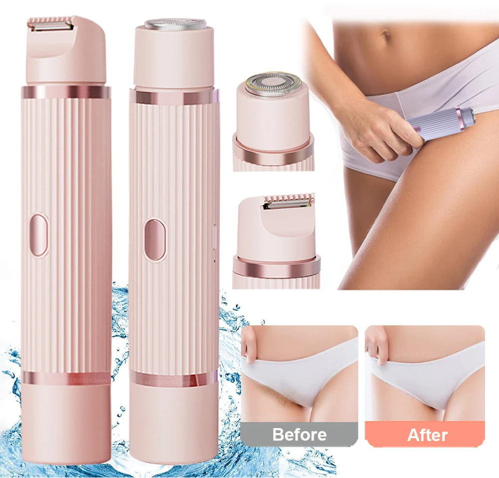 Painless Electric Bikini Trimmer & Facial Hair Remover - Portable Rechargeable Epilator for Women